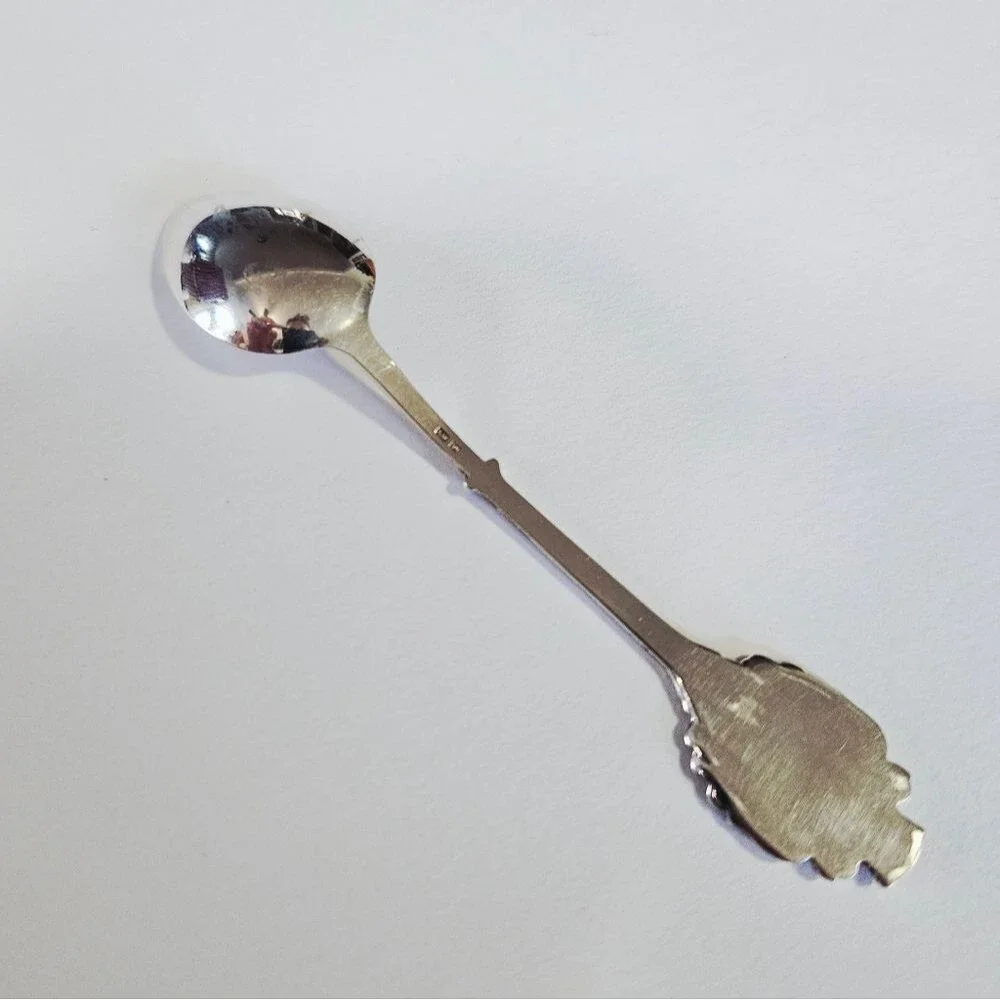 Vintage Coin Silver Austrian Ornamental Crest Decorative Souvenir Mini Spoon